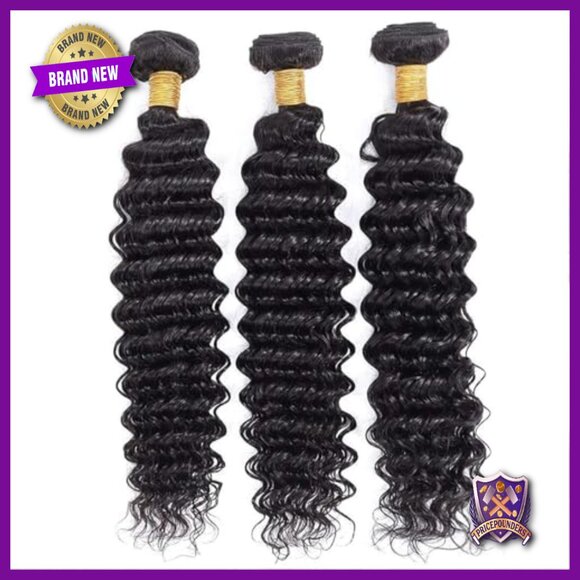 Deep Wave 16-20 Inch Brazilian Virgin Hair Bundles 3 Pack Weave Extensions main image 5